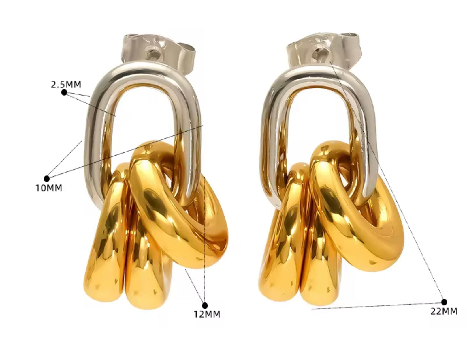 Boucles Entrelacées Or & Argent