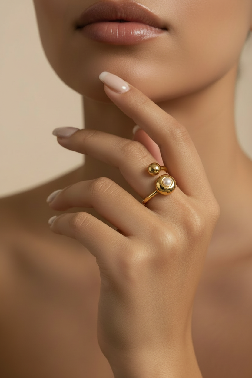 Bague dorée - Gros plan