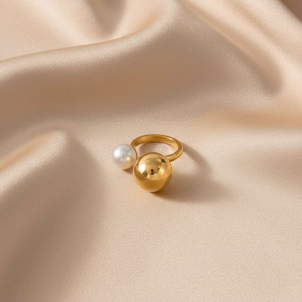 Bague sur soie beige 1