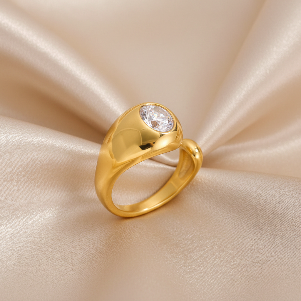 Bague sur soie beige