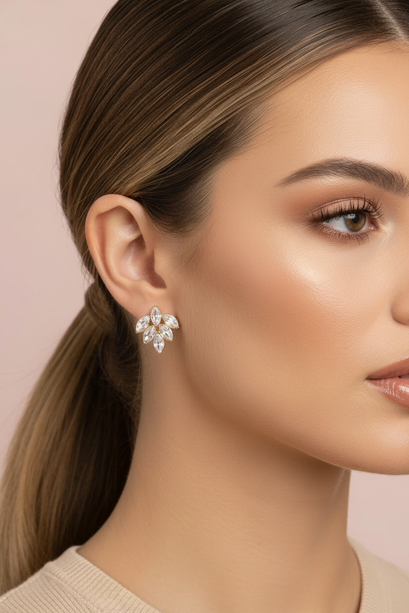 Boucles d'oreilles feuille - zoom détaillé