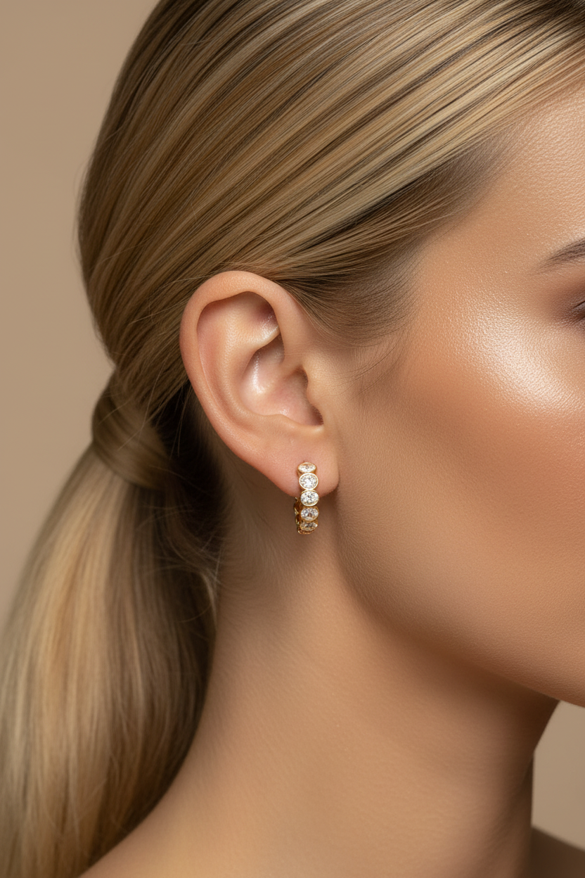 Boucles d'oreilles sur modèle blonde