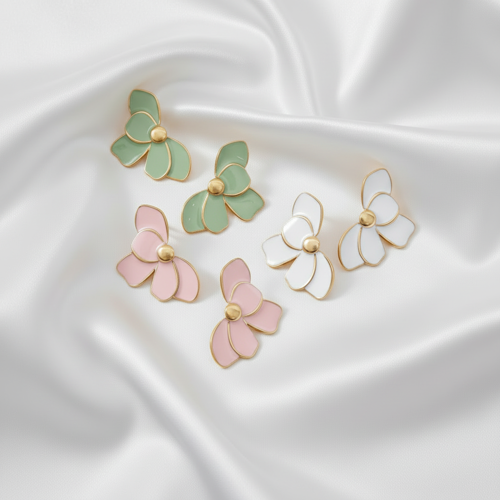 Boucles fleurs - Soie beige
