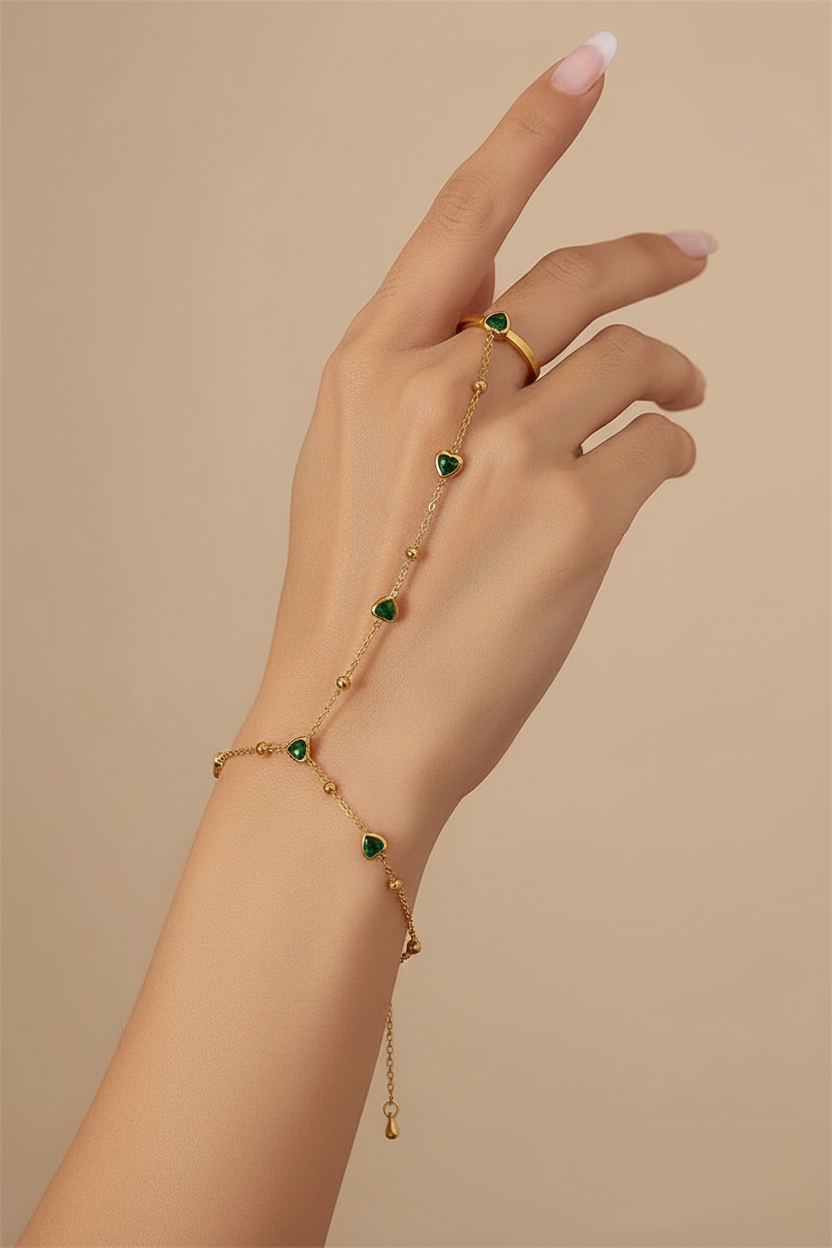 Bracelet-bague - ongles roses transparents