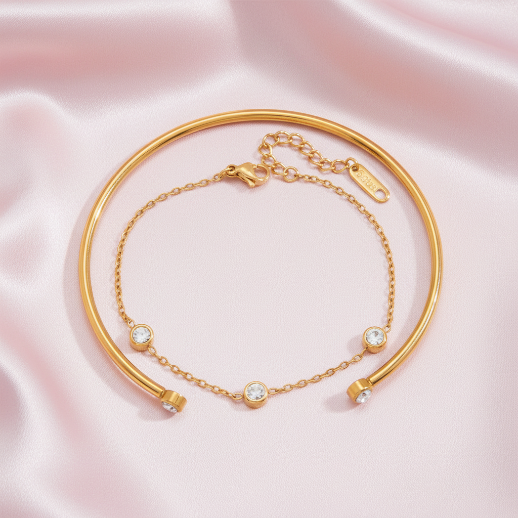 Bracelets sur soie rose clair