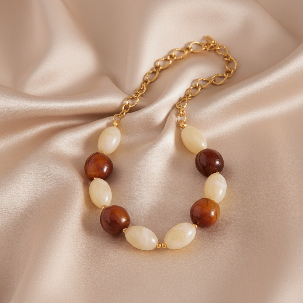 Collier exact soie beige