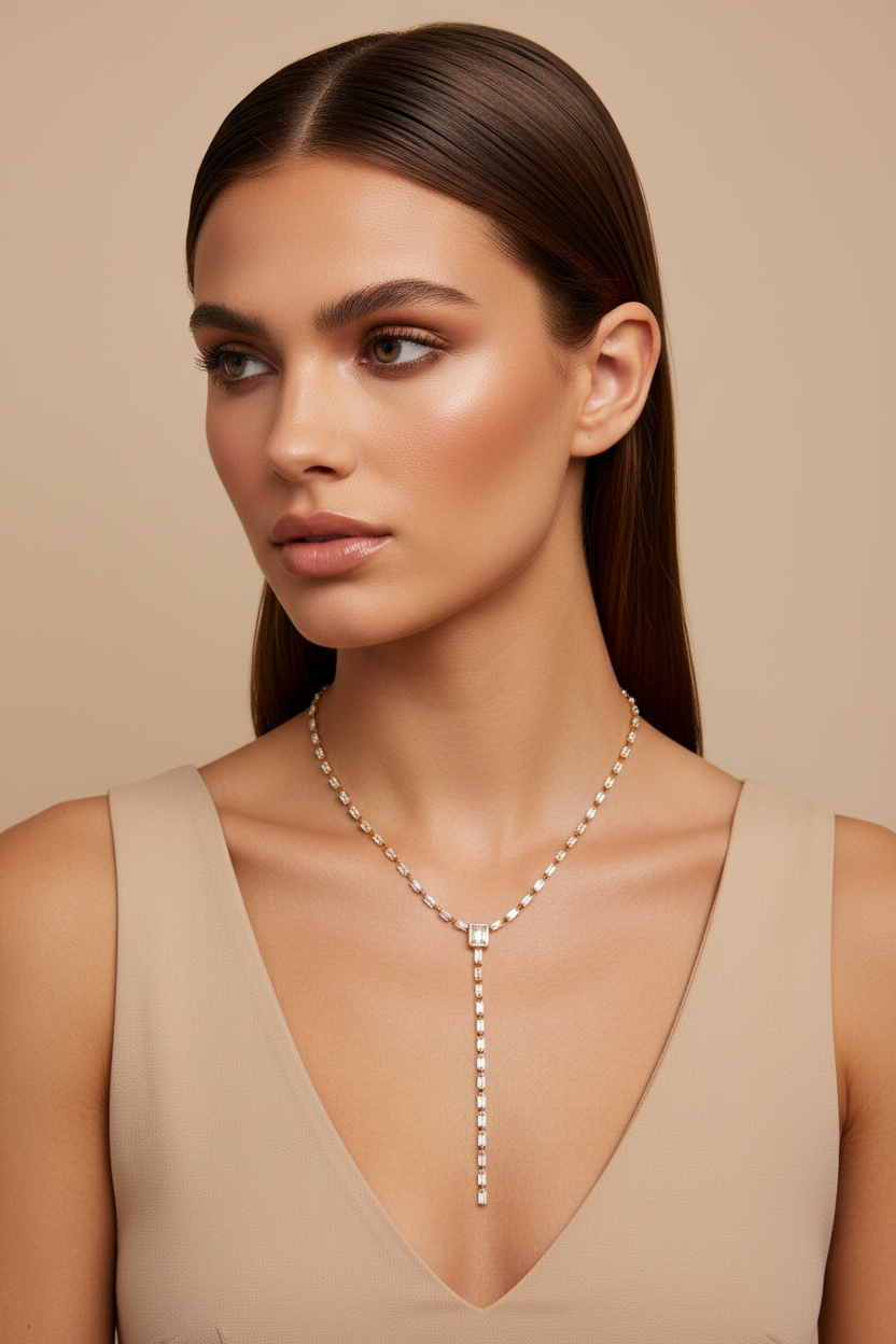 Collier lariat - débardeur beige
