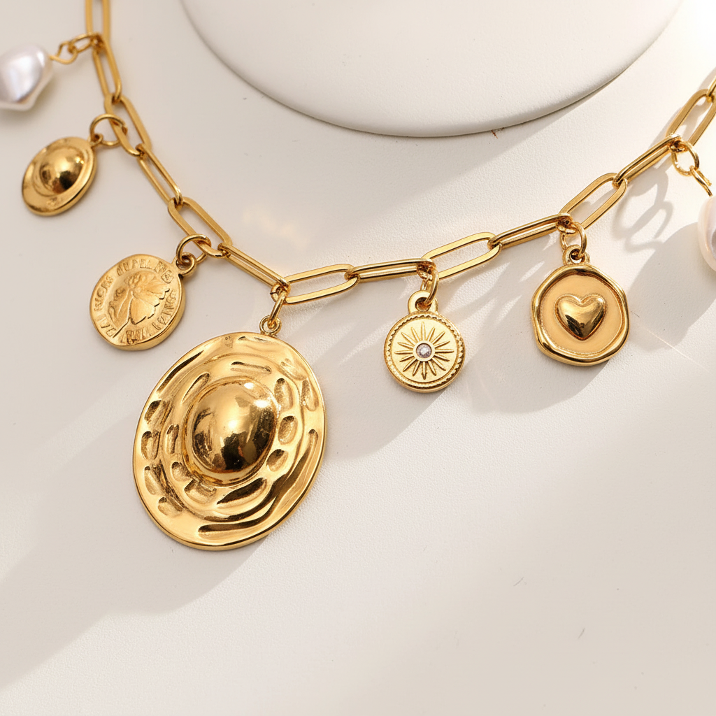 Détail collier avec perle nacrée parfaite