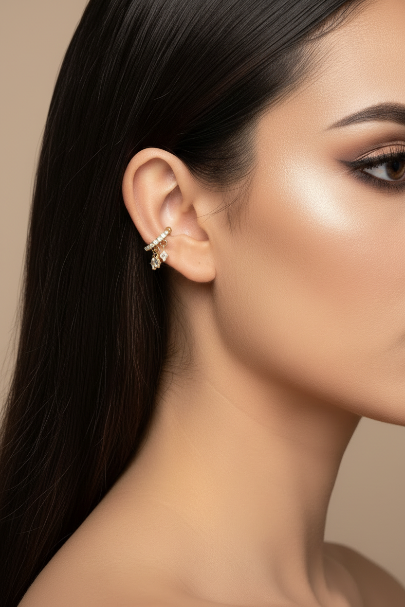 Gros plan oreille et piercing