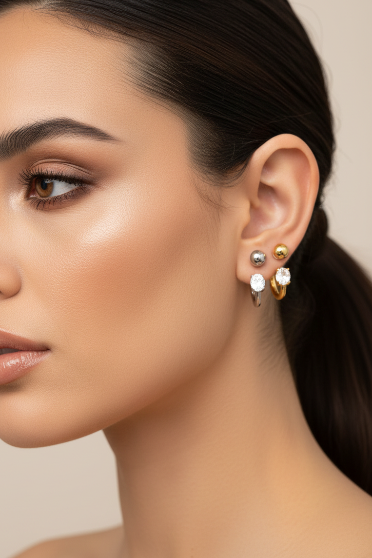 Mannequin de profil avec visage et boucles d'oreilles