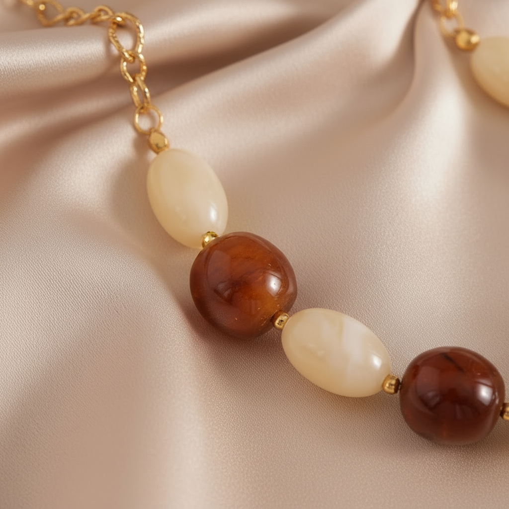 Zoom macro pierres ambre & nacre